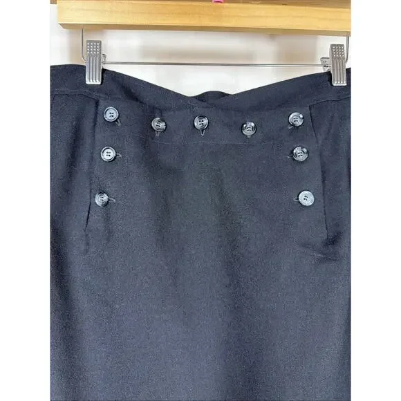 NWT Vintage 90's Harve Benard Black Sailor Button Skirt #1305 Size 16 - Picture 2 of 5